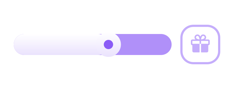 A progress gauge filling toward the next reward